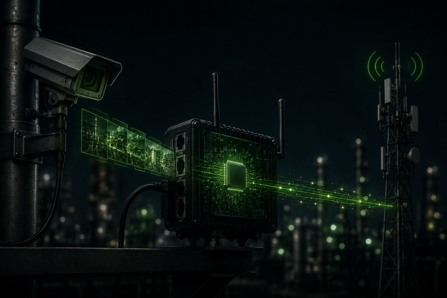 On-device inference — only critical events leave the site