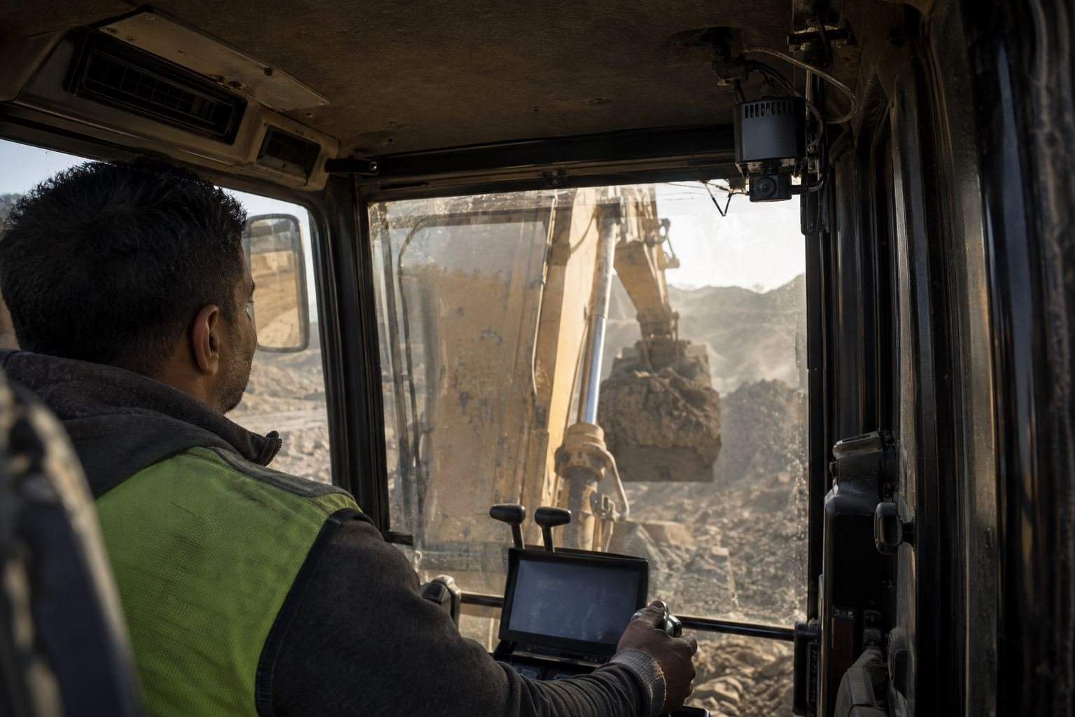 Ground machinery cabin with SAQR EDGE monitoring